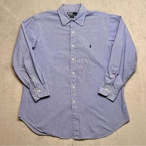 Vintage Polo Ralph Lauren Lowell Shirt Mens 16.5 32 33 Blue Micro Gingham Check